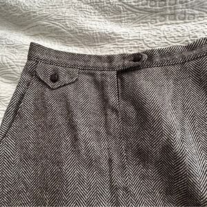Russ Brown and White Wool Herringbone Skirt